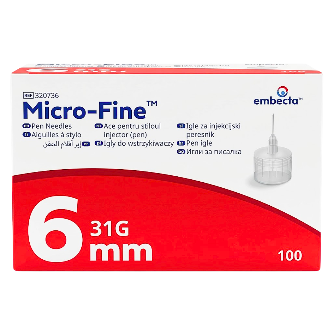 Embecta Micro-Fine aiguilles pour stylo injecteur 31G 6 mm, boîte de 100