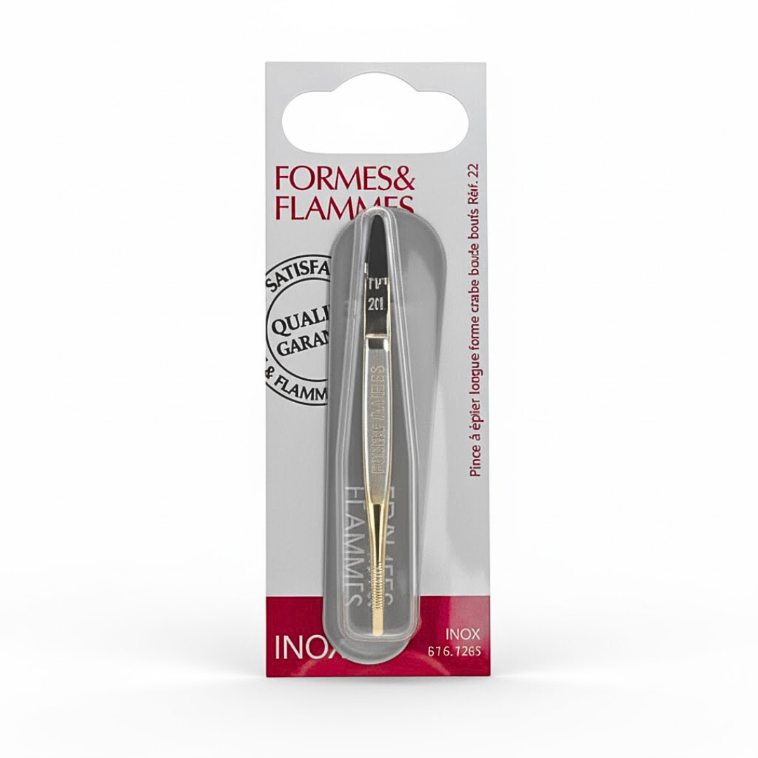 Formes&Flammes Pince A Epiler Acier Forge Bouts Dores Forme