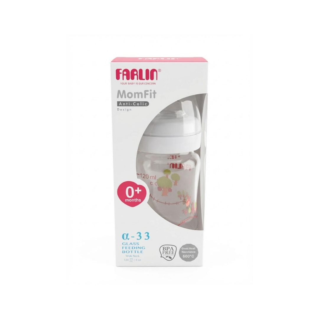 FARLIN Momfit Biberon en Verre 120ml pour Bébé Nouveau-né