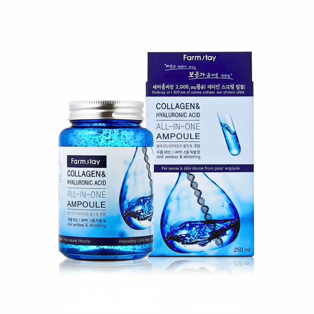 Farmstay Collagen & Hyaluronic Acid All-In-One أمبولة سيروم مرطبة للوجه