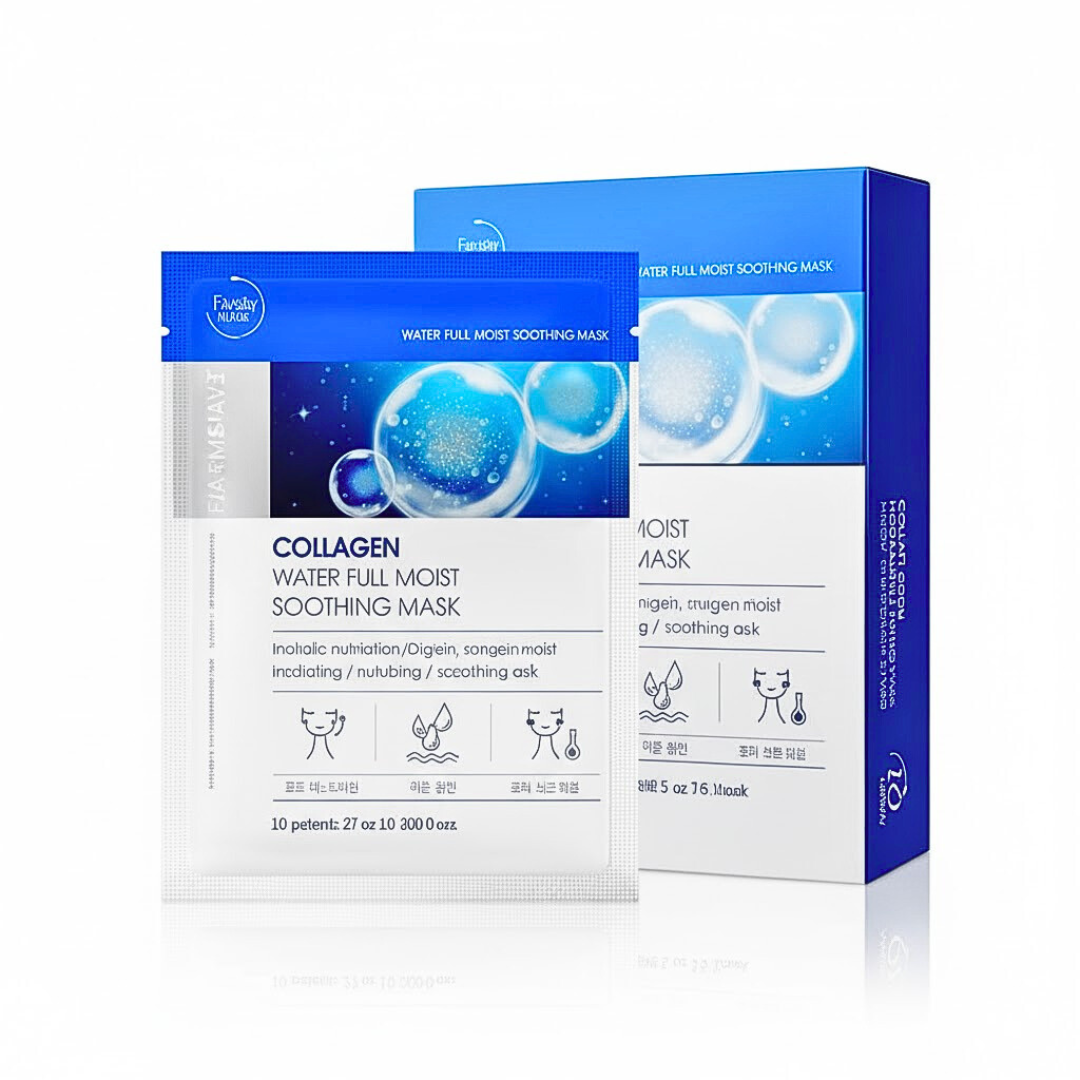 Farmstay Collagen Water Full Moist Soothing Mask قناع ورقي مرطب وملطف بالكولاجين 10 ورقات