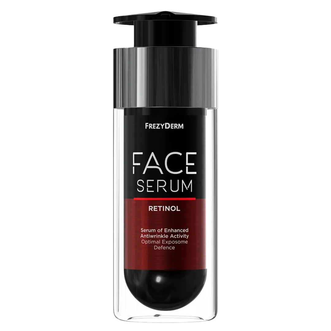 Frezyderm Face Serum Retinol 30 ml, flacon airless noir et rouge, sérum anti-rides