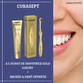 معجون أسنان CURASEPT Gold Luxury Whitening سعة 75 مل + فرشاة أسنان