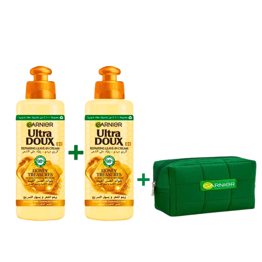 Garnier Ultra Doux Smoothing Leave-In Cream Coffret x2 + Trousse