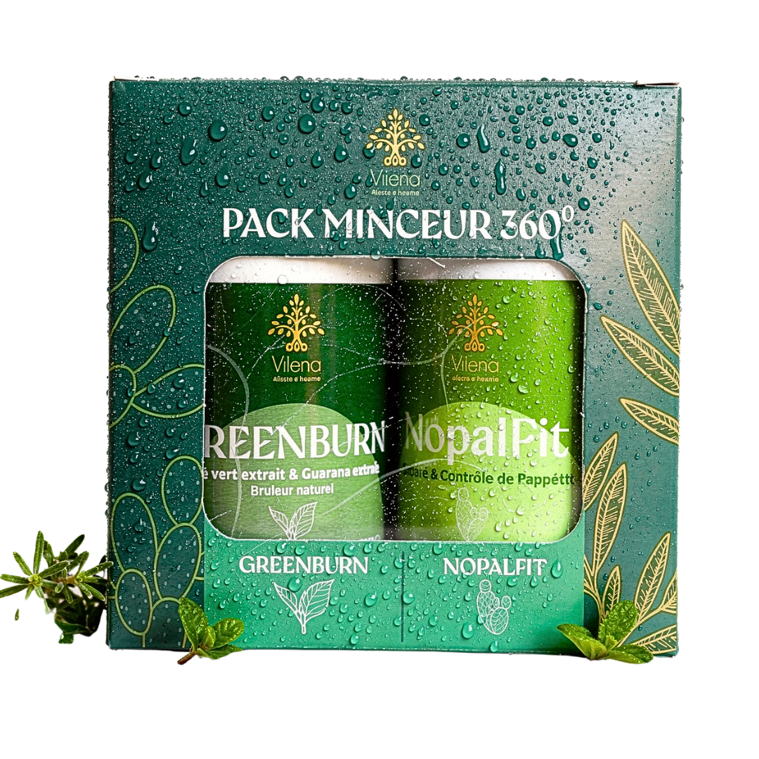 Vilena pack Minceur 360 GreenBurn et NopalFit, coffret de deux flacons