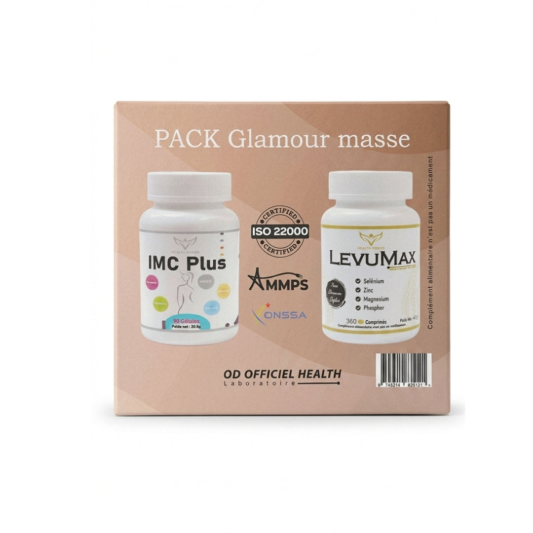 Health Power Pack Glamour Masse IMC Plus 90 gélules + LevuMa