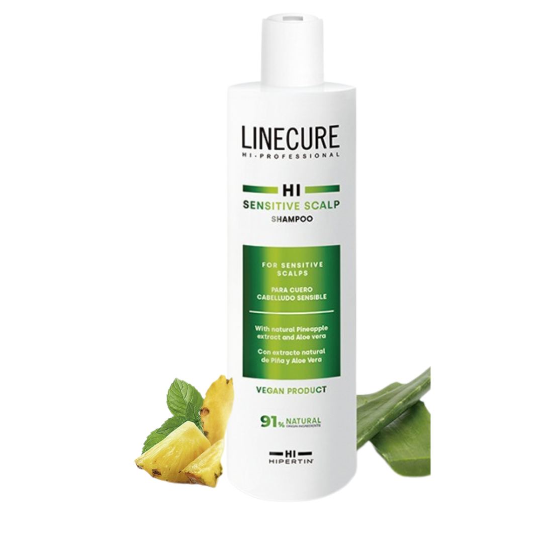 Hipertin Linecure Shampooing Sensitive Scalp 300 ml, flacon, cuir chevelu sensible, ananas et aloe vera