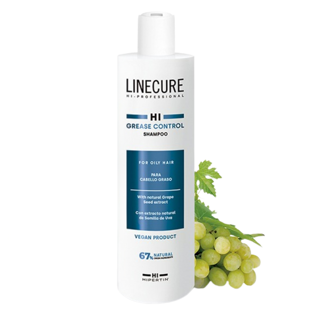 Hipertin Linecure Shampooing Grease Control 300 ml, flacon, cheveux gras, pépins de raisin