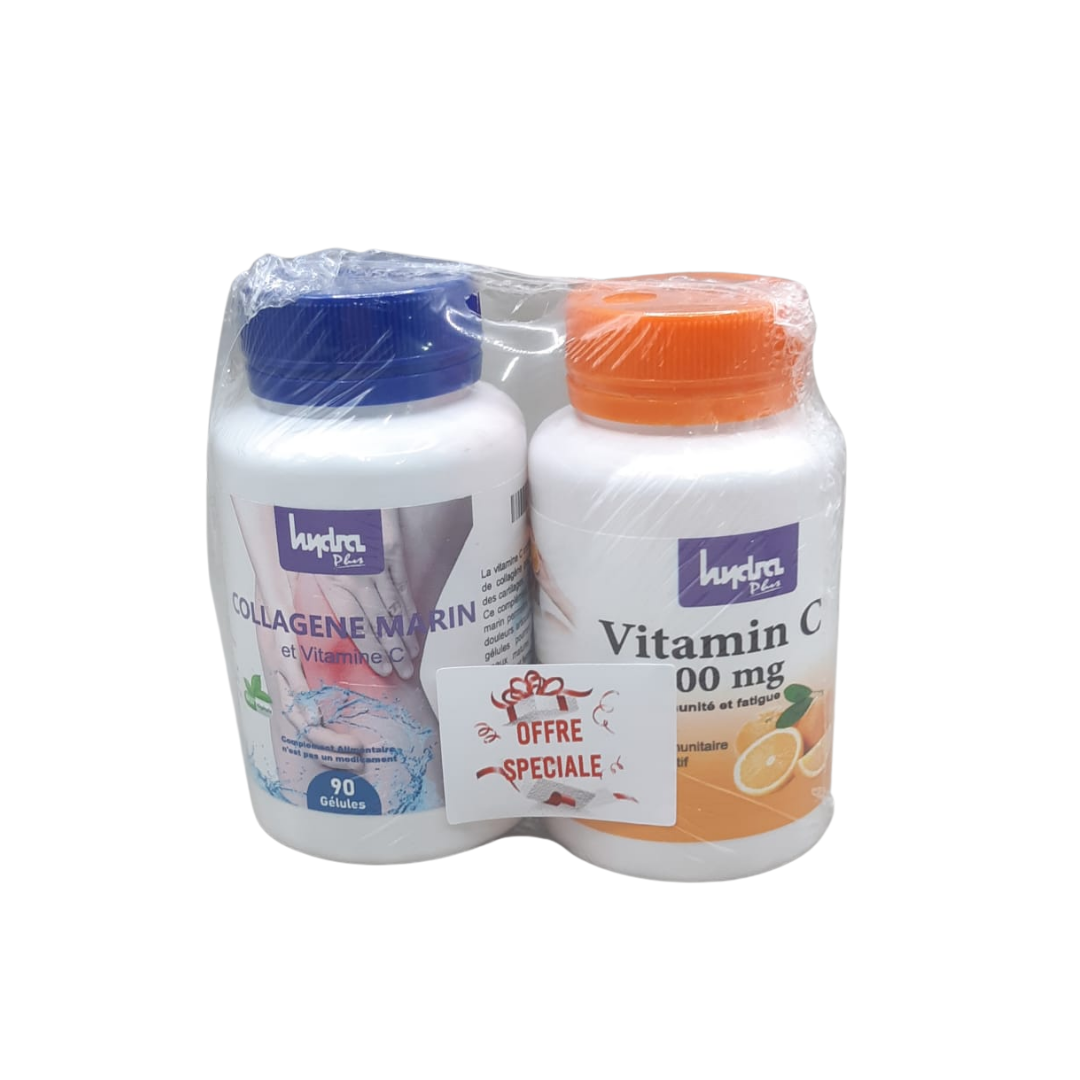 Hydra Plus Collagene Marin 90gelules+Vitamin C 36 Comprimes