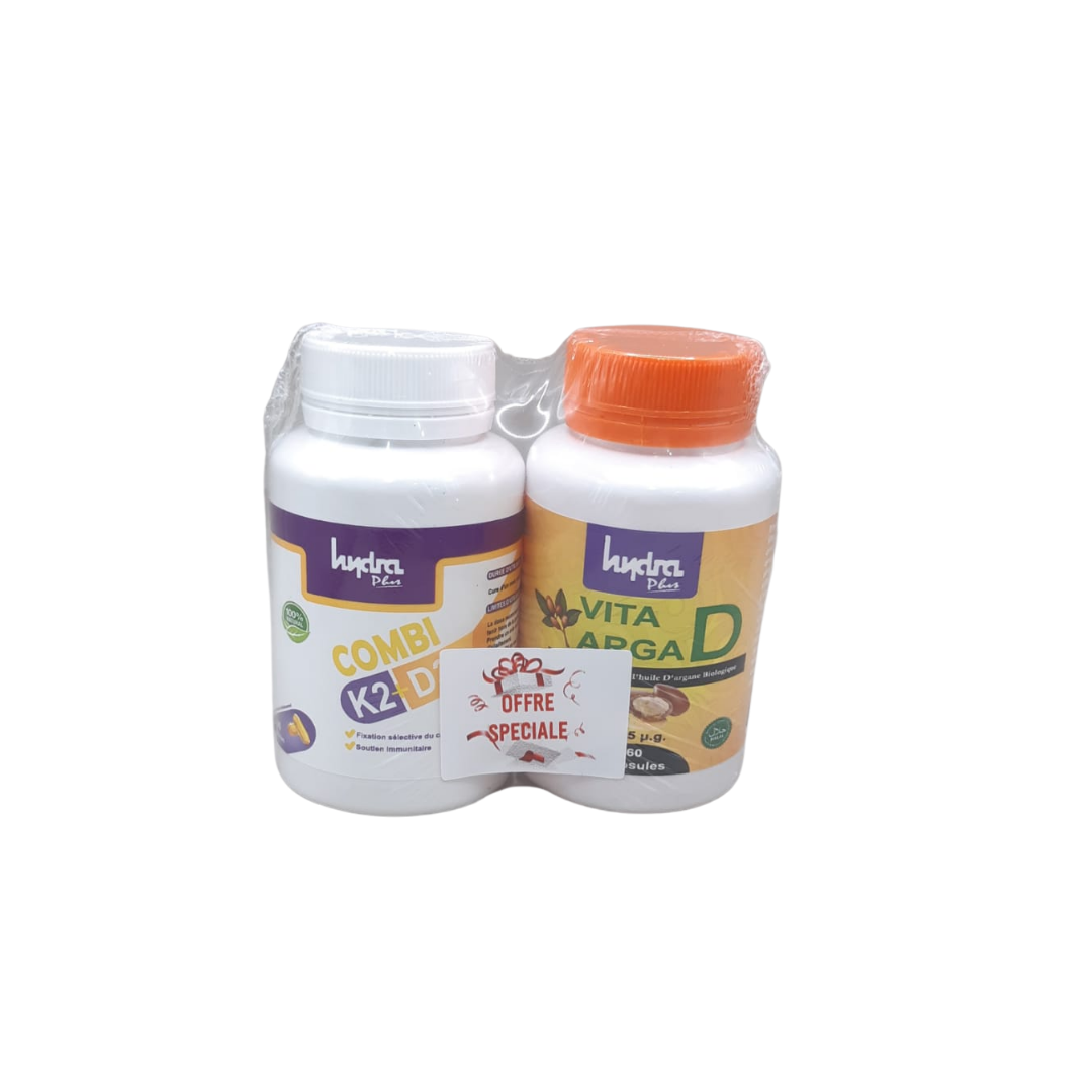 Hydra Plus Combi K2 D3 60 Comprimés + Vita Arga D 60 Comprimés