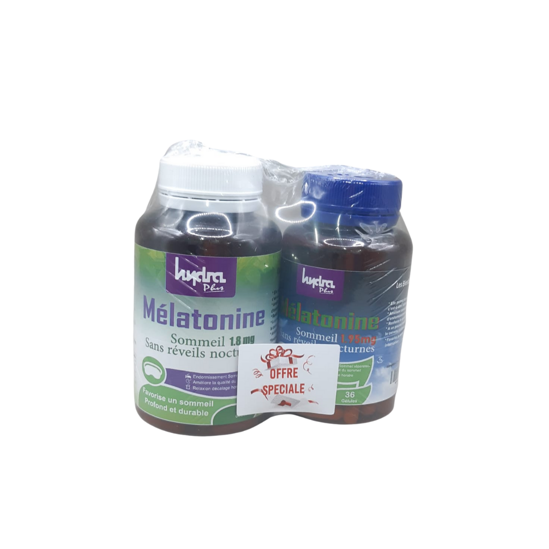 Hydra Plus Mélatonine 1.8mg 60 Gélules + 1.95mg 36 Gélules