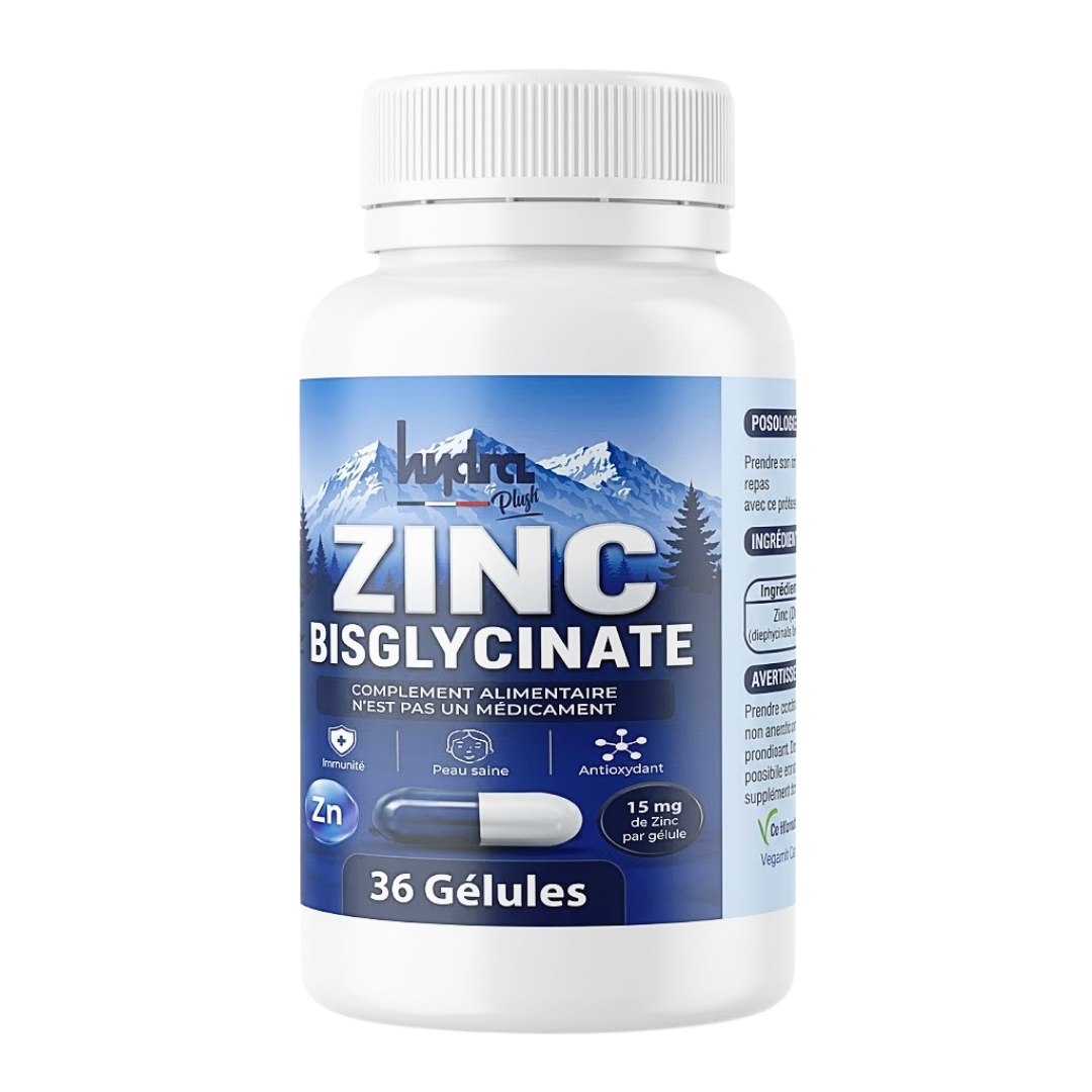 Hydra Plus zinc bisglycinate 15 mg, pot de 36 gélules