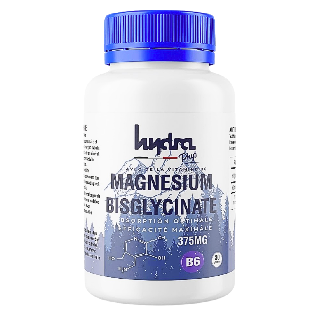 Hydra Plus magnésium bisglycinate 375 mg et vitamine B6, pot de 30 gélules