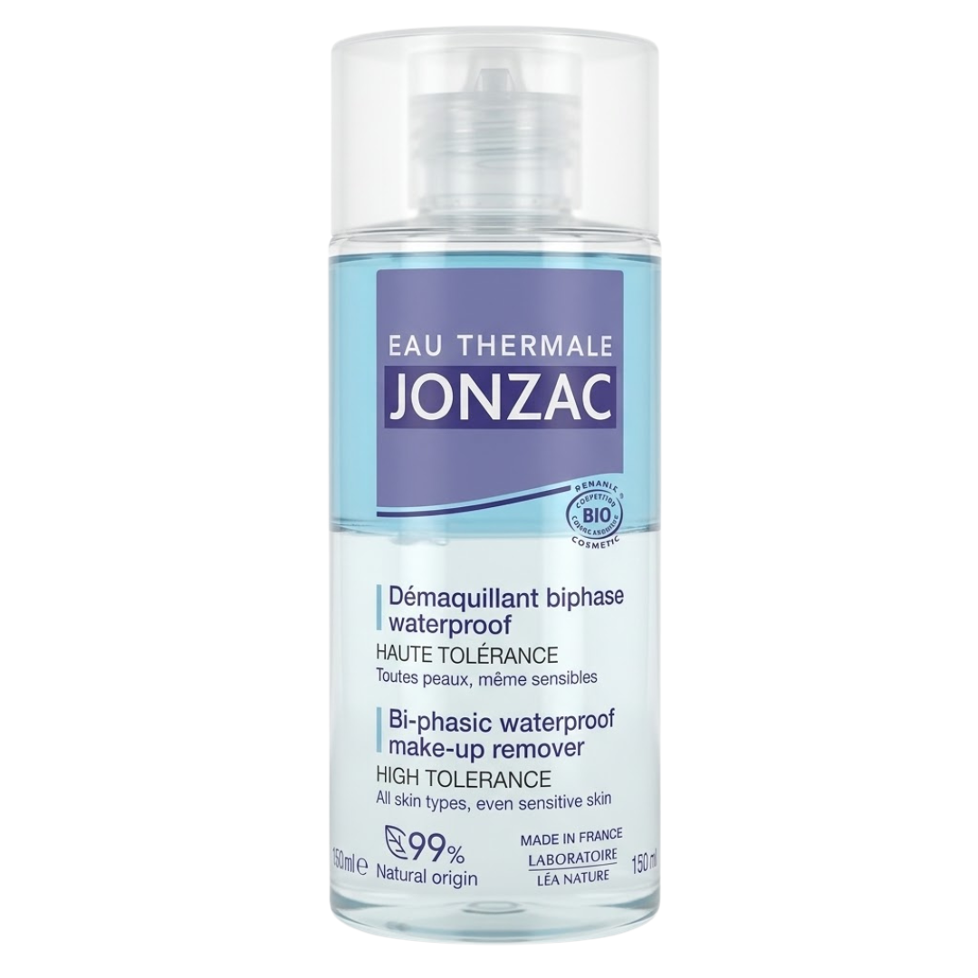 Eau Thermale Jonzac démaquillant biphase waterproof 150 ml, flacon deux phases, yeux et visage