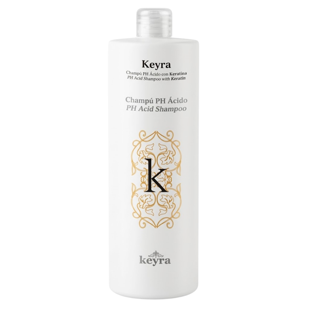 Keyra Shampooing PH Acide à la Kératine, flacon blanc