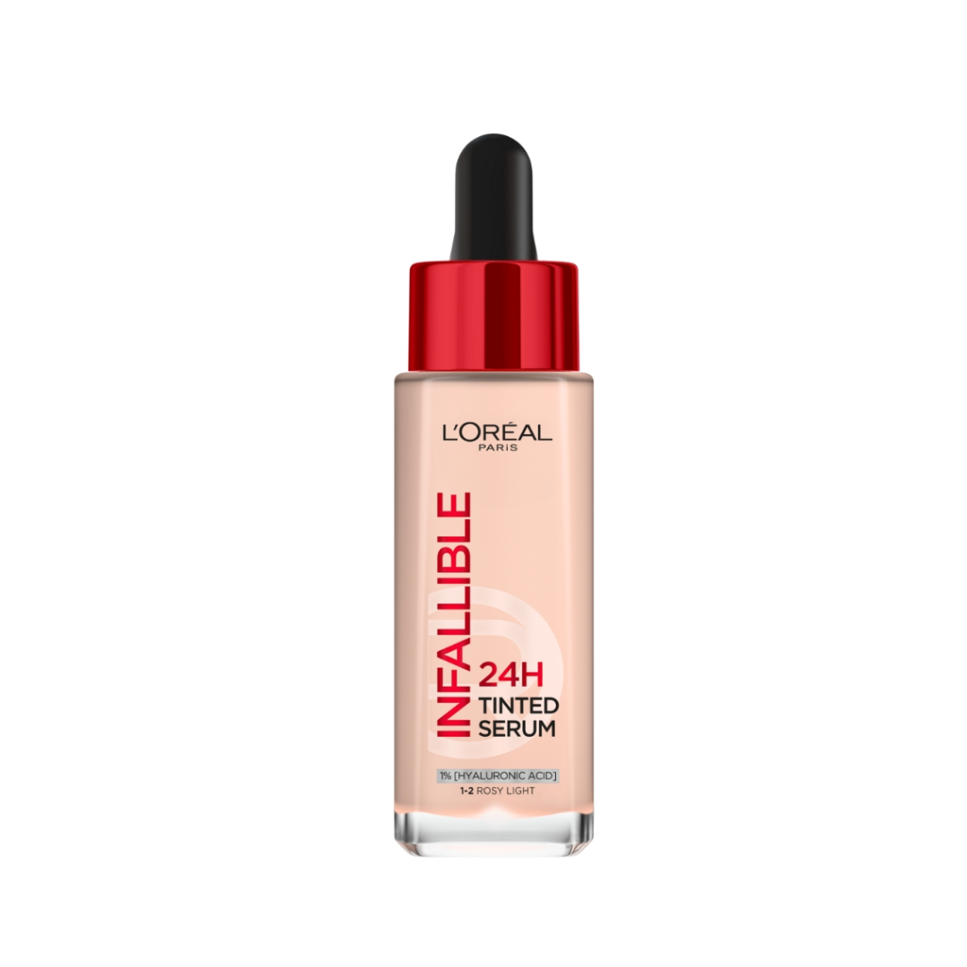 L'Oréal Paris Infaillible 24H sérum teinté 1-2 Rosy Light 30 ml, flacon pipette à bouchon rouge