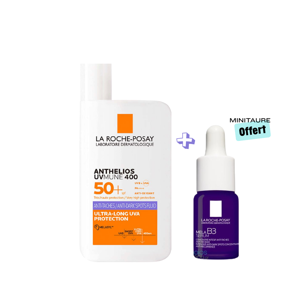 لاروش بوزيه أنثيليوس سائل واقي شمس ومضاد للتصبغات بعامل حماية SPF50+ مع باقة العناية بالوجه