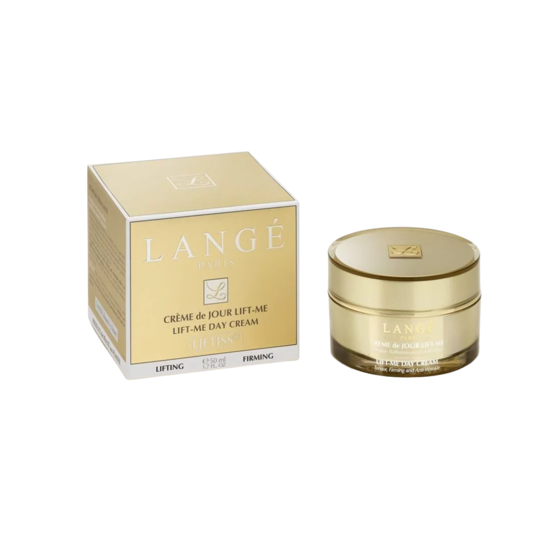 Langé Crème de Jour Lift-Me 50 ml, pot doré et étui or, crème tenseur raffermissante