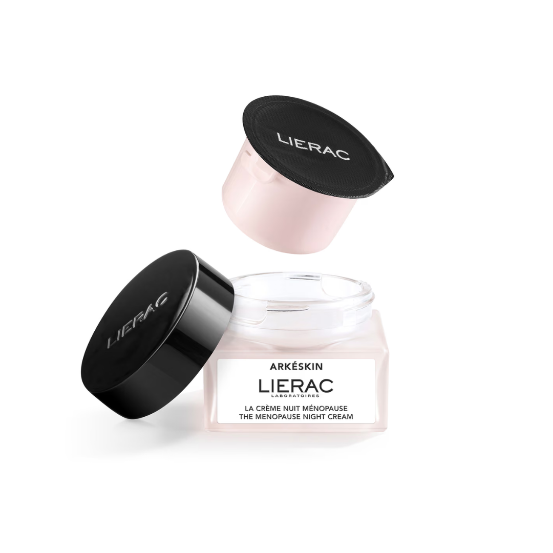 Lierac Arkéskin La Crème Nuit Ménopause Recharge 50 ml, pot et godet recharge, soin visage ménopause