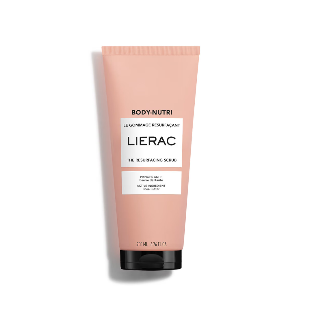 Lierac Body-Nutri Le Gommage Resurfaçant 200 ml, tube rose, gommage corps
