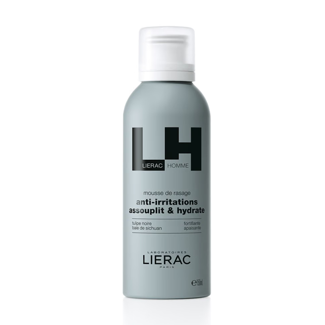 Lierac Homme Mousse de Rasage Anti-Irritations 150 ml, aérosol gris, rasage peau sensible