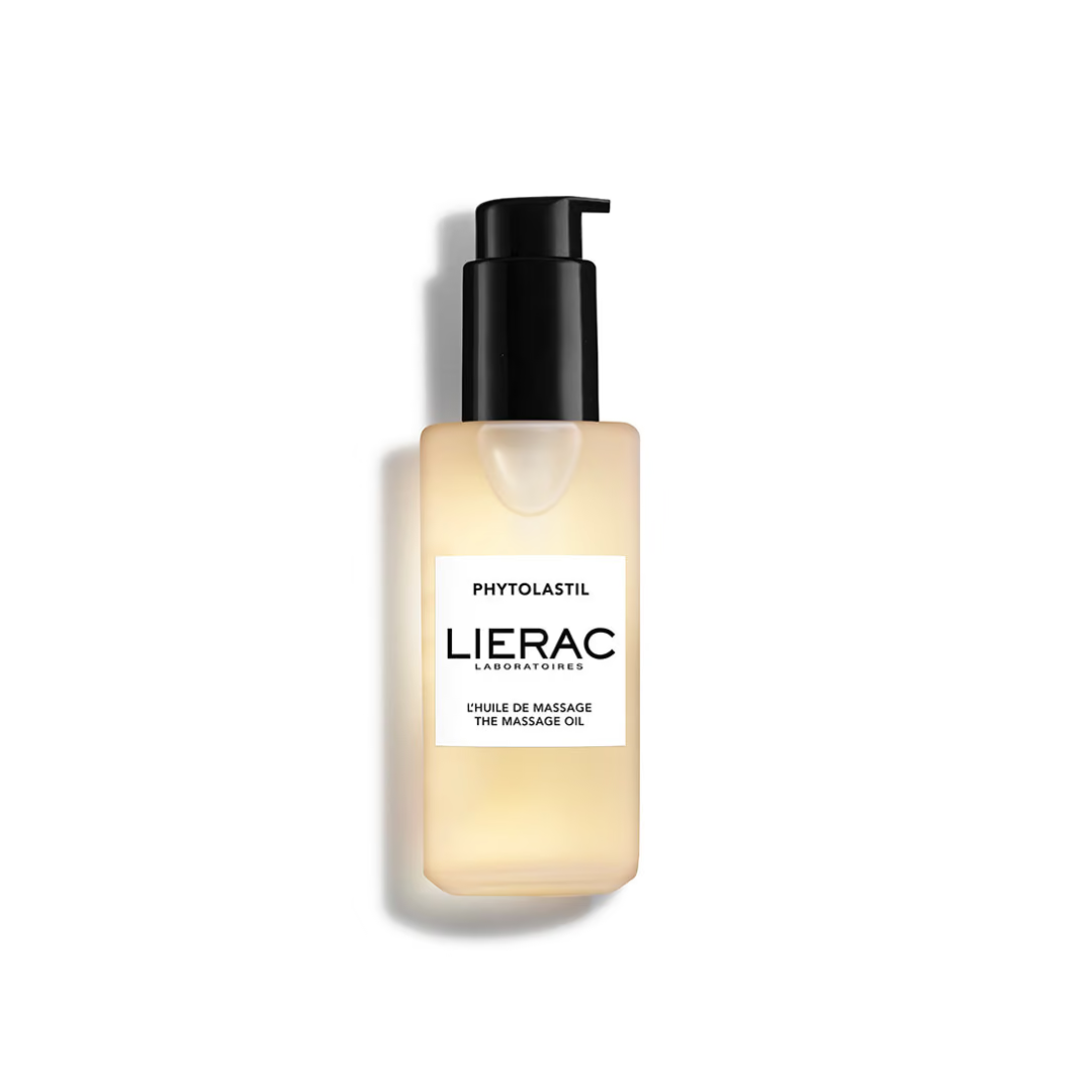 Lierac Phytolastil Huile de Massage 100 ml, flacon pompe transparent, huile corps vergetures