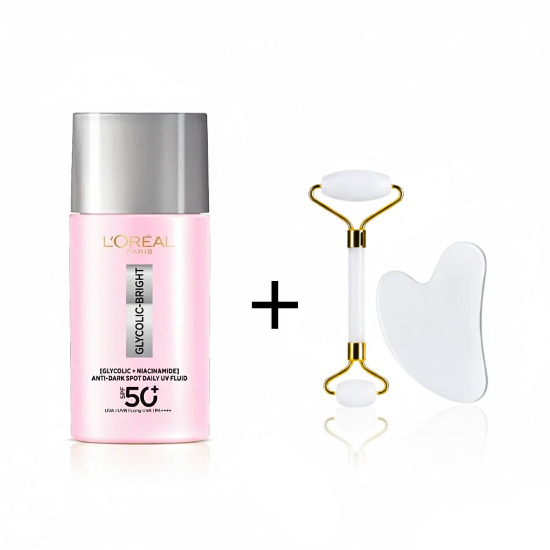L'Oréal Paris Glycolic Bright UV SPF50+ 50ml + Coffret Gua Sha