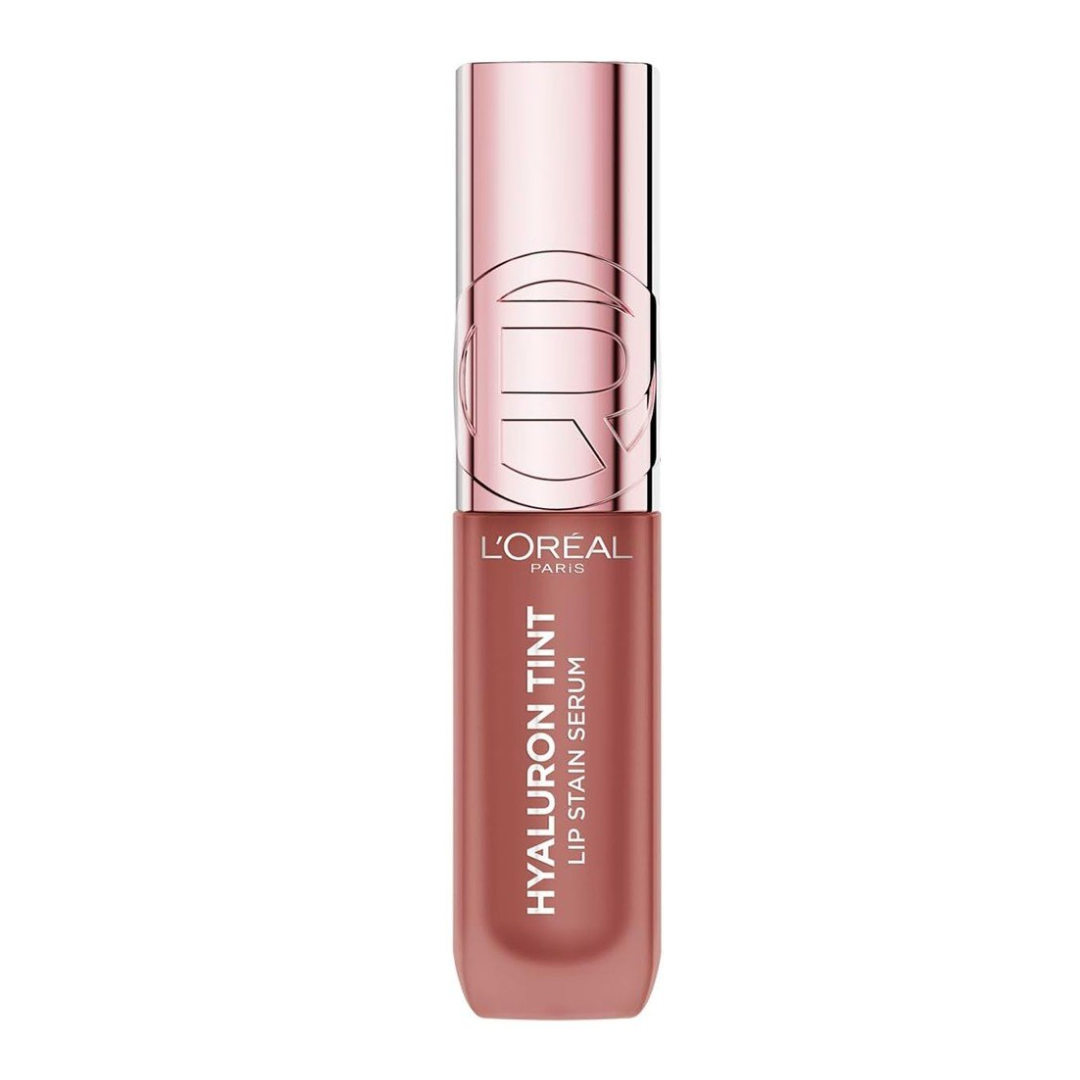 L'Oréal Paris Hyaluron Tint sérum teinté lèvres 485 Nude Espresso 5 ml, flacon rose à bouchon doré