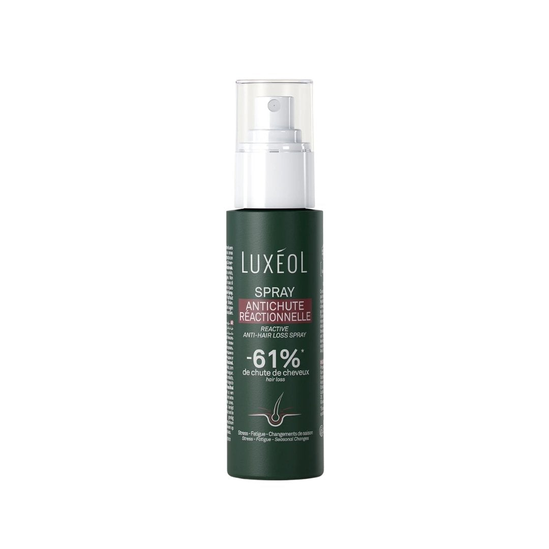 Luxéol spray antichute réactionnelle, flacon vert foncé 100 ml pour la chute liée au stress