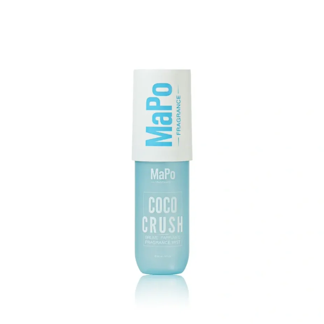 MAPO Brume Parfumée Coco Crush 90 ml, flacon bleu ciel au capuchon blanc