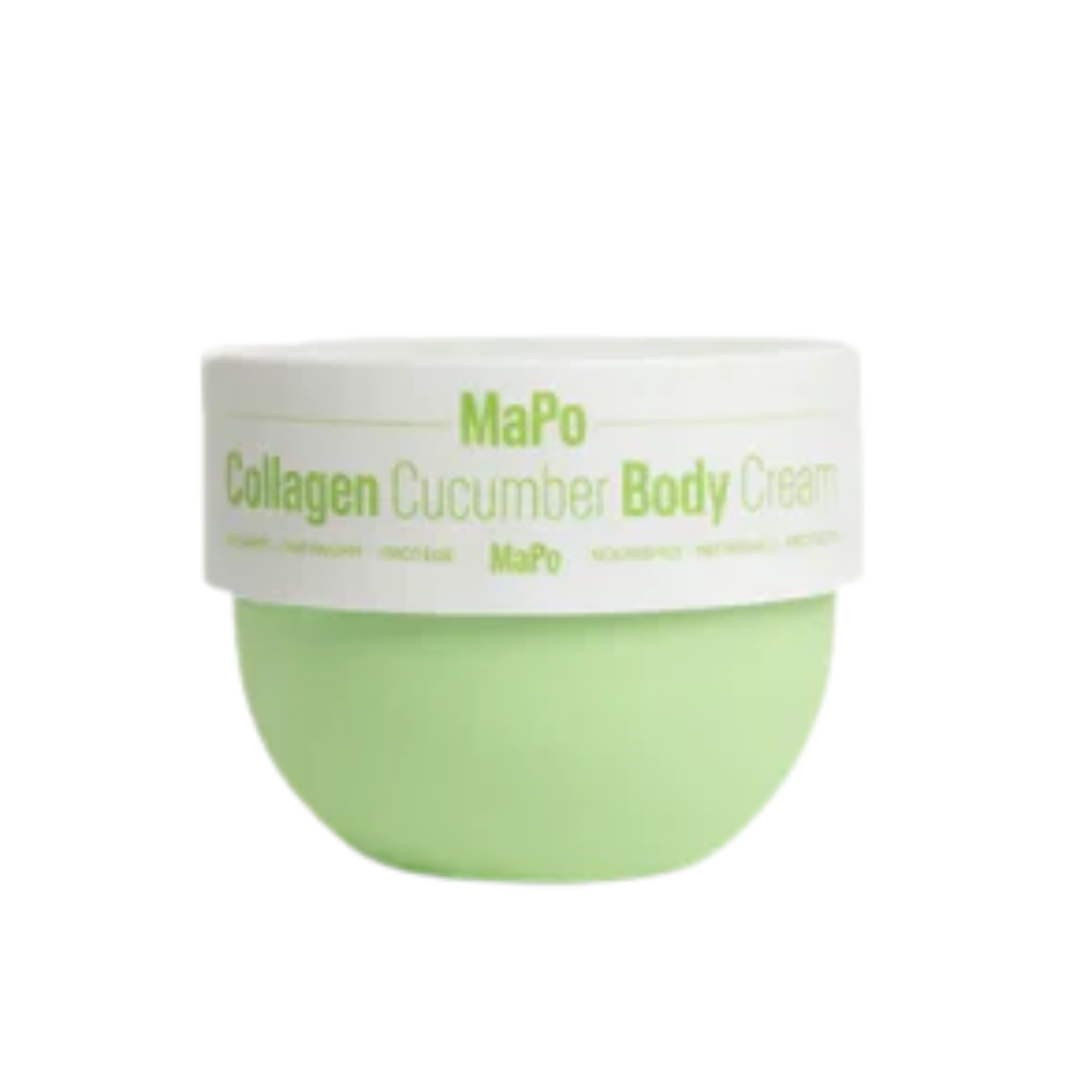 MAPO Crème Corps Collagen Cucumber 100 ml, pot vert pistache au couvercle blanc