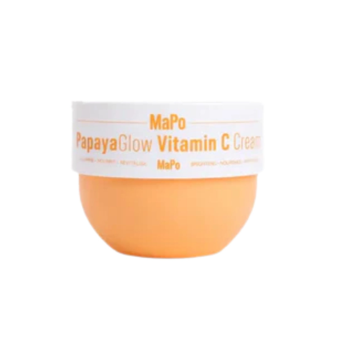 MAPO Crème Corps PapayaGlow Vitamin C 100 ml, pot orange au couvercle blanc