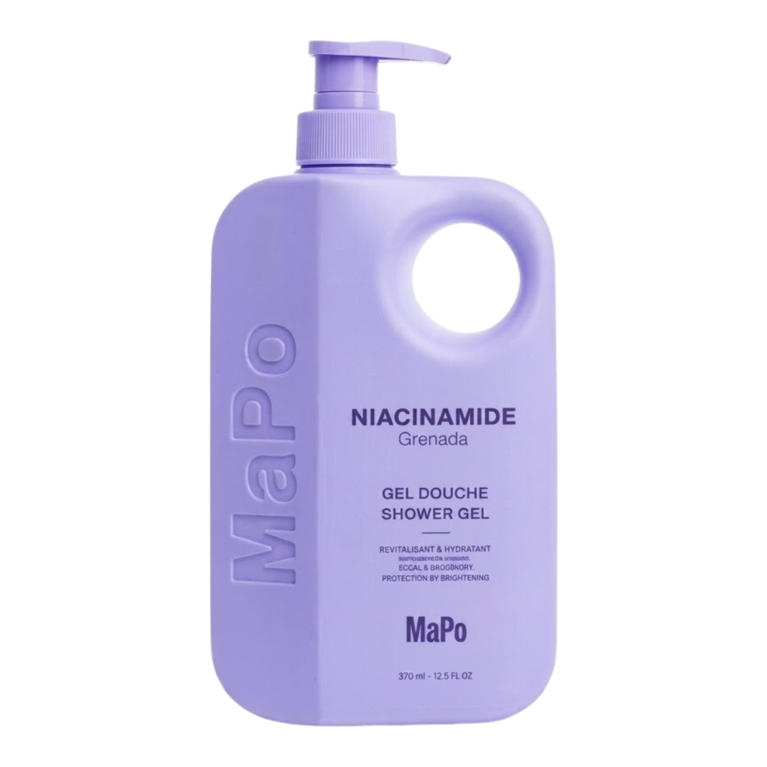 MAPO Gel Douche Niacinamide Grenada, flacon pompe violet lavande à anse (photo indicative)