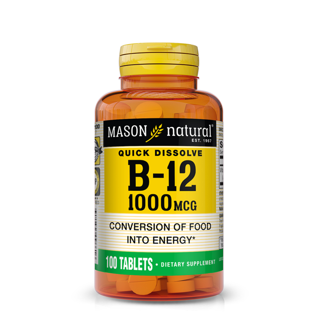 Mason Natural B-12 1000 mcg - Complément Alimentaire Énergie & Vitalité 100 Comprimés