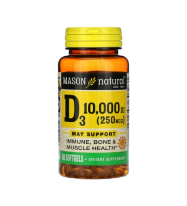 Mason Natural Vitamine D3 10 000 UI – Complément Santé Os & Muscles 60 Softgels