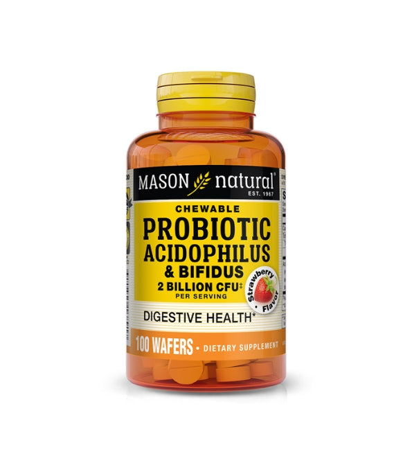 Mason Natural Probiotic Acidophilus & Bifidus 100 Wafers - Complément Probiotique Flore Intestinale