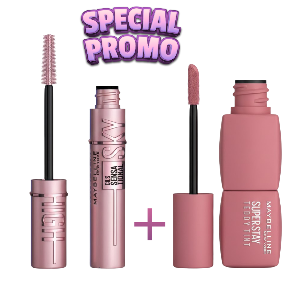 Maybelline Coffret Saint-Valentin Teddy 55 Sky High Mascara Rouge à Lèvres
