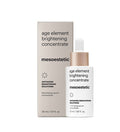 Mesoestetic Age Element Brightening Concentrate 30 ml, boîte beige et flacon compte-gouttes, sérum éclat