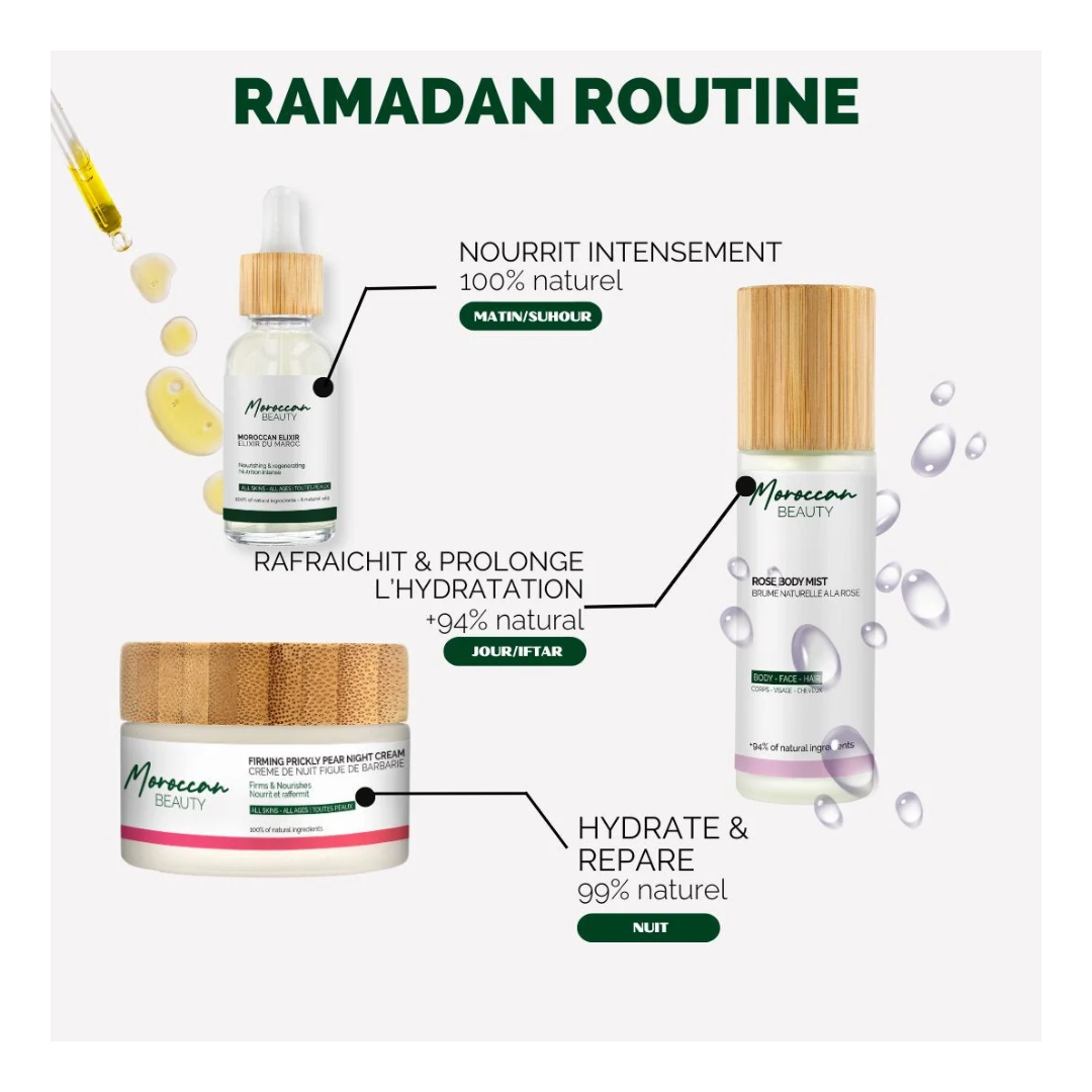 Moroccan Beauty - Routine Ramadan Crème de Nuit + Élixir du Maroc + Brume 3x50ml