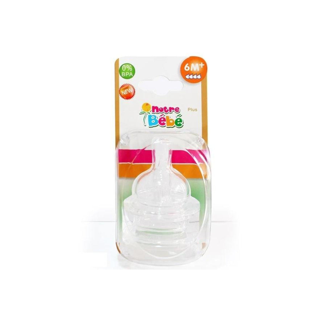 Notre Bébé 2 Tétines Silicone Débit Variable +6m