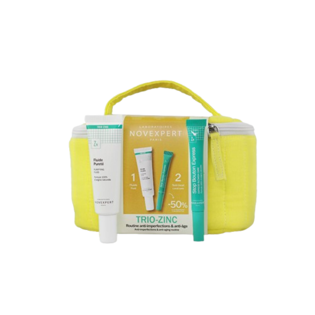 Novexpert Coffret Fluide Pureté Trio-Zinc 30ml + Stop Bouton Express 7ml