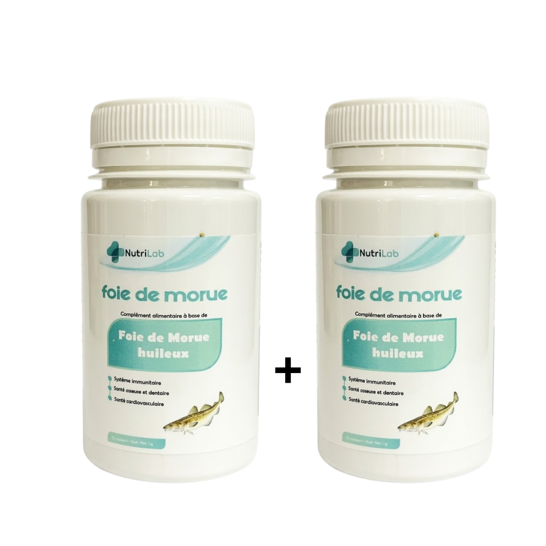 Pack Nutrilab deux pots de Foie de Morue de 30 capsules