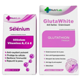 Pack Nutrilab Sélénium vitamines A, C et E et GlutaWhite glutathion, deux étuis de 60 gélules