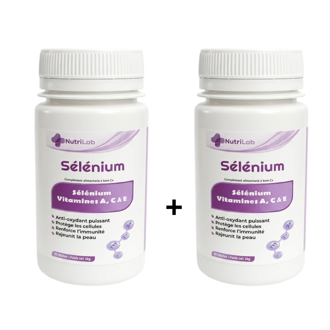 Pack Nutrilab deux pots de Sélénium vitamines A, C et E de 60 gélules