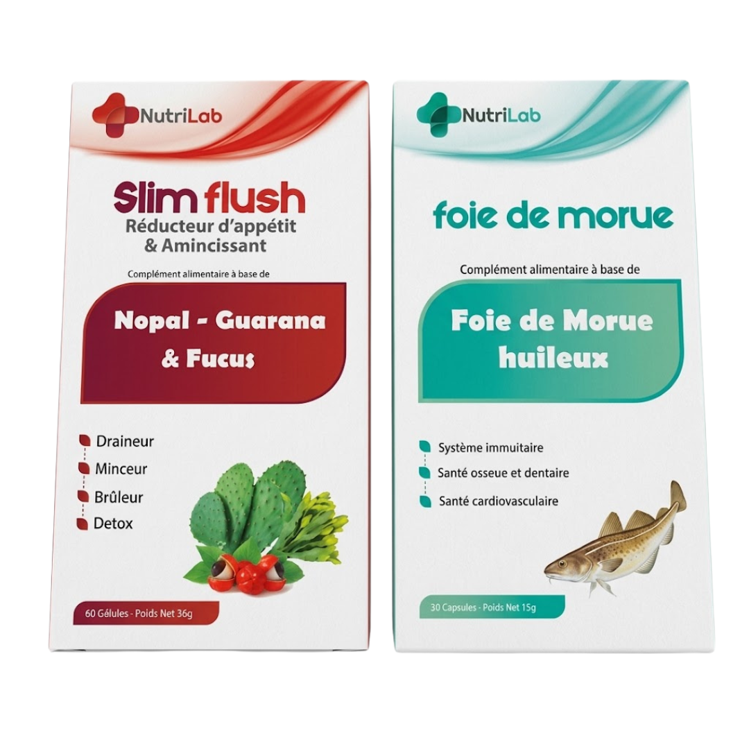 Pack Nutrilab Slim Flush 60 gélules et Foie de Morue 30 capsules