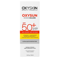 Oxyskin Oxysun écran solaire SPF50+ anti-taches 50 ml, étui blanc rouge et jaune