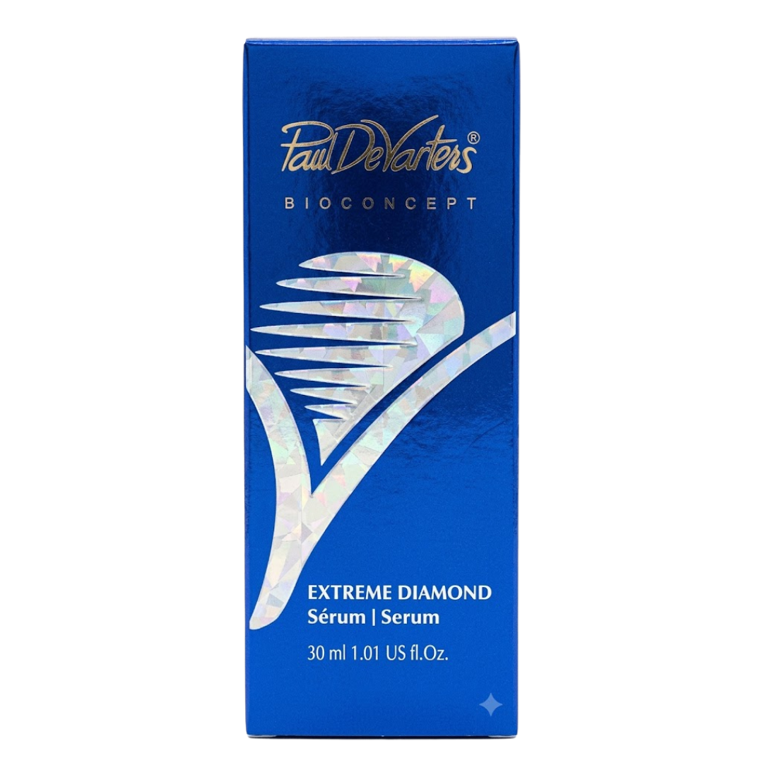 Paul de Vartens Extreme Diamond Sérum 30 ml, boîte bleue holographique, sérum anti-âge