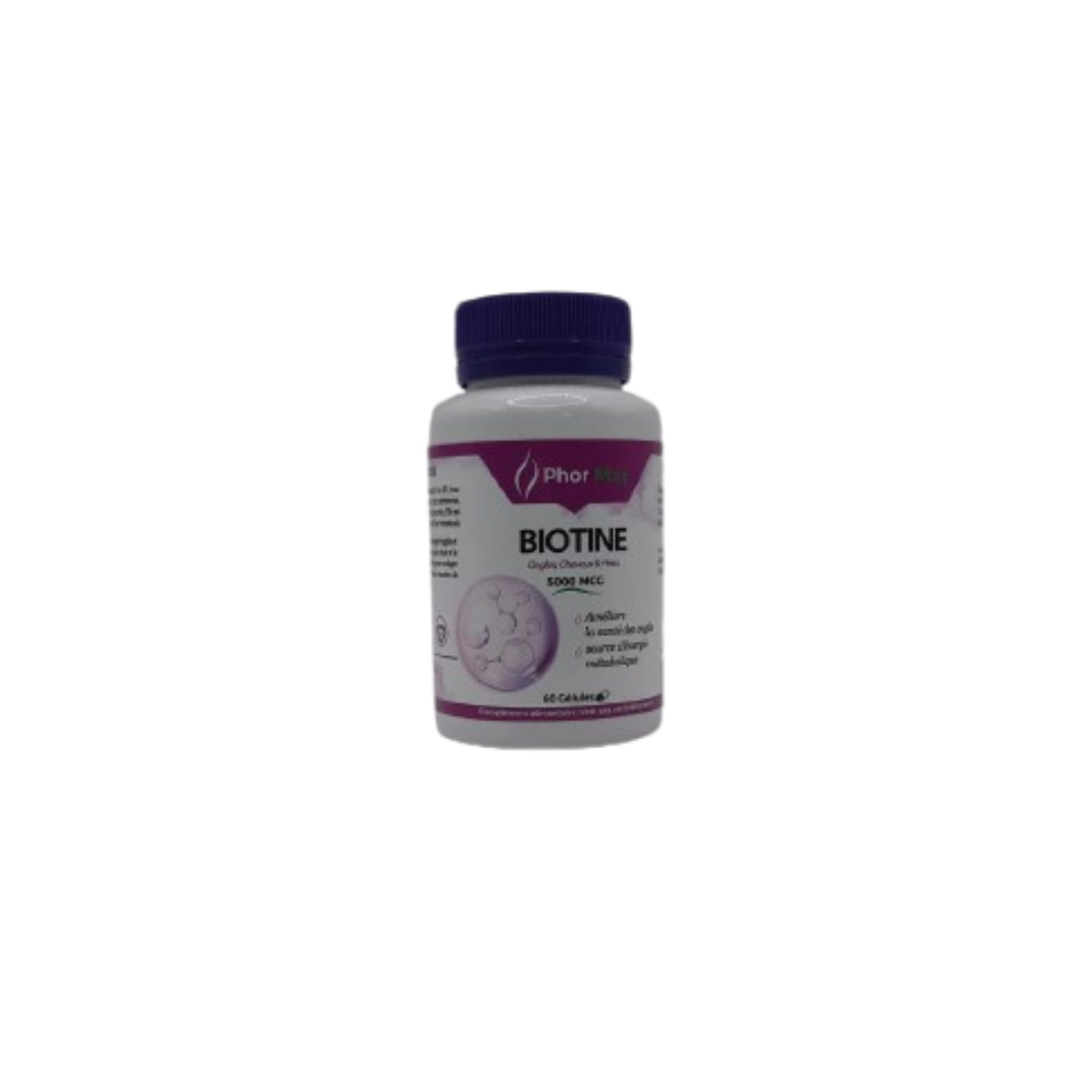 PHORMAX Biotine 60 Gélules Fortifiant Cheveux Ongles