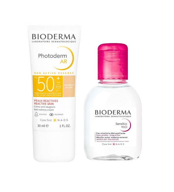 Bioderma Sensibio Pack واقي شمس للوجه SPF50 بلون طبيعي + ماء ميسيلار