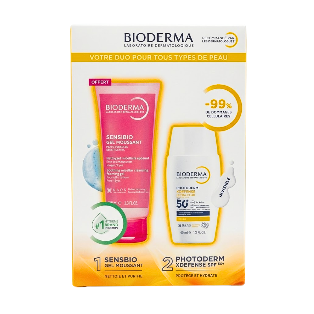 Bioderma Photoderm XDefense + Bioderma Sensibio Gel Moussant مجموعة للعناية بالوجه
